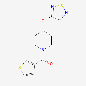 molecular formula C12H13N3O2S2 B2370737 4-(1,2,5-Thiadiazol-3-yloxy)-1-(thiophene-3-carbonyl)piperidine CAS No. 2097922-58-0