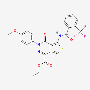 Ethyl 3-(4-methoxyphenyl)-4-oxo-5-[[2-(trifluoromethyl)benzoyl]amino]thieno[3,4-d]pyridazine-1-carboxylate