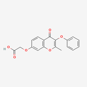 molecular formula C18H14O6 B2370742 2-(2-Methyl-4-oxo-3-phenoxychromen-7-yloxy)acetic acid CAS No. 294855-19-9