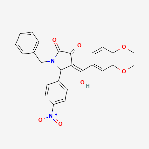 (4E)-1-benzyl-4-[2,3-dihydro-1,4-benzodioxin-6-yl(hydroxy)methylidene]-5-(4-nitrophenyl)pyrrolidine-2,3-dione