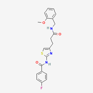 4-fluoro-N-(4-(3-((2-methoxybenzyl)amino)-3-oxopropyl)thiazol-2-yl)benzamide