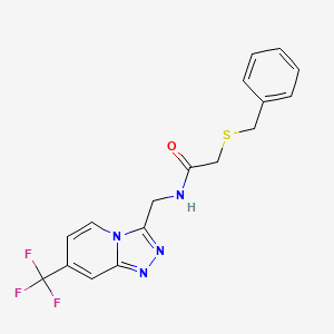 2-(benzylthio)-N-((7-(trifluoromethyl)-[1,2,4]triazolo[4,3-a]pyridin-3-yl)methyl)acetamide