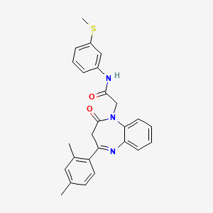 molecular formula C26H25N3O2S B2370751 2-(4-(2,4-dimethylphenyl)-2-oxo-2,3-dihydro-1H-benzo[b][1,4]diazepin-1-yl)-N-(3-(methylthio)phenyl)acetamide CAS No. 941956-23-6