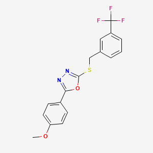 molecular formula C17H13F3N2O2S B2370755 2-(4-甲氧基苯基)-5-{[3-(三氟甲基)苄基]硫代}-1,3,4-恶二唑 CAS No. 477857-12-8