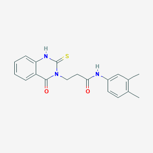 molecular formula C19H19N3O2S B2370757 N-(3,4-dimethylphenyl)-3-(4-oxo-2-thioxo-1,2-dihydroquinazolin-3(4H)-yl)propanamide CAS No. 443356-15-8