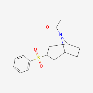 molecular formula C15H19NO3S B2370759 1-((1R,5S)-3-(phenylsulfonyl)-8-azabicyclo[3.2.1]octan-8-yl)ethanone CAS No. 1448122-00-6