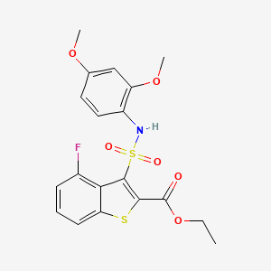molecular formula C19H18FNO6S2 B2370765 Ethyl 3-[(2,4-dimethoxyphenyl)sulfamoyl]-4-fluoro-1-benzothiophene-2-carboxylate CAS No. 900013-10-7