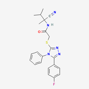 N-(2-cyano-3-methylbutan-2-yl)-2-[[5-(4-fluorophenyl)-4-phenyl-1,2,4-triazol-3-yl]sulfanyl]acetamide