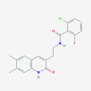 2-chloro-N-(2-(6,7-dimethyl-2-oxo-1,2-dihydroquinolin-3-yl)ethyl)-6-fluorobenzamide
