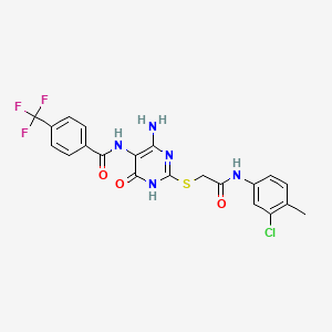 N-(4-amino-2-((2-((3-chloro-4-methylphenyl)amino)-2-oxoethyl)thio)-6-oxo-1,6-dihydropyrimidin-5-yl)-4-(trifluoromethyl)benzamide