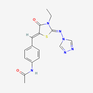 N-[4-({3-ethyl-4-oxo-2-[(4H-1,2,4-triazol-4-yl)imino]-1,3-thiazolidin-5-ylidene}methyl)phenyl]acetamide