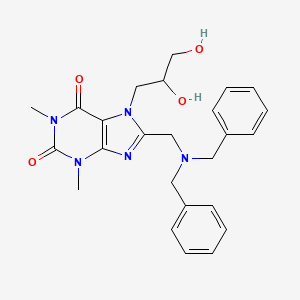 molecular formula C25H29N5O4 B2370805 8-[(Dibenzylamino)methyl]-7-(2,3-dihydroxypropyl)-1,3-dimethylpurine-2,6-dione CAS No. 676154-64-6