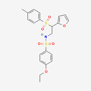 molecular formula C21H23NO6S2 B2370811 4-ethoxy-N-(2-(furan-2-yl)-2-tosylethyl)benzenesulfonamide CAS No. 896325-46-5
