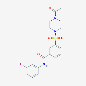 molecular formula C19H20FN3O4S B2370826 3-((4-acetylpiperazin-1-yl)sulfonyl)-N-(3-fluorophenyl)benzamide CAS No. 941486-98-2