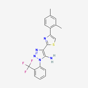 molecular formula C20H16F3N5S B2370827 4-(4-(2,4-dimethylphenyl)thiazol-2-yl)-1-(2-(trifluoromethyl)phenyl)-1H-1,2,3-triazol-5-amine CAS No. 1251569-19-3