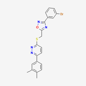 molecular formula C21H17BrN4OS B2370832 3-({[3-(3-Bromophenyl)-1,2,4-oxadiazol-5-yl]methyl}thio)-6-(3,4-dimethylphenyl)pyridazine CAS No. 1114915-38-6