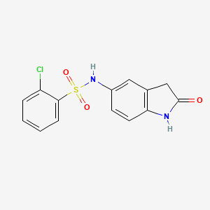 molecular formula C14H11ClN2O3S B2370833 2-chloro-N-(2-oxoindolin-5-yl)benzenesulfonamide CAS No. 921811-98-5