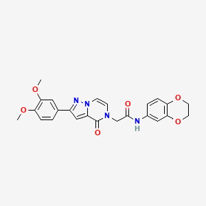 molecular formula C24H22N4O6 B2370834 N-(2,3-dihydro-1,4-benzodioxin-6-yl)-2-[2-(3,4-dimethoxyphenyl)-4-oxopyrazolo[1,5-a]pyrazin-5(4H)-yl]acetamide CAS No. 941876-82-0