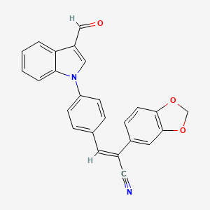 molecular formula C25H16N2O3 B2370844 (E)-2-(1,3-benzodioxol-5-yl)-3-[4-(3-formyl-1H-indol-1-yl)phenyl]-2-propenenitrile CAS No. 860650-54-0