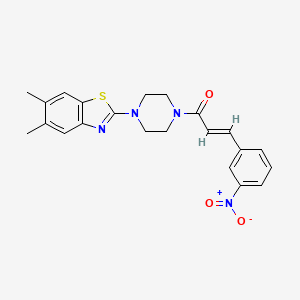 molecular formula C22H22N4O3S B2370847 (E)-1-(4-(5,6-二甲基苯并[d]噻唑-2-基)哌嗪-1-基)-3-(3-硝基苯基)丙-2-烯-1-酮 CAS No. 899748-88-0
