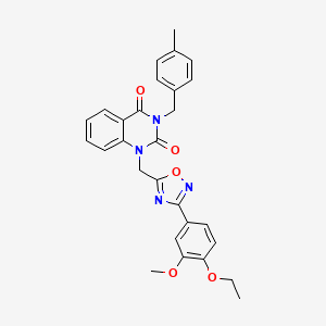 molecular formula C28H26N4O5 B2370851 1-((3-(4-ethoxy-3-methoxyphenyl)-1,2,4-oxadiazol-5-yl)methyl)-3-(4-methylbenzyl)quinazoline-2,4(1H,3H)-dione CAS No. 1207032-01-6