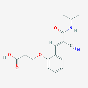 molecular formula C16H18N2O4 B2370861 3-[2-[(E)-2-Cyano-3-oxo-3-(propan-2-ylamino)prop-1-enyl]phenoxy]propanoic acid CAS No. 2094950-85-1