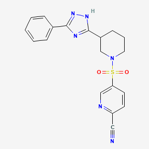 5-{[3-(5-phenyl-1H-1,2,4-triazol-3-yl)piperidin-1-yl]sulfonyl}pyridine-2-carbonitrile