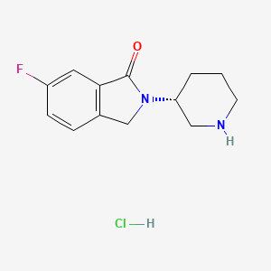 molecular formula C13H16ClFN2O B2370868 (R)-6-Fluoro-2-(piperidin-3-yl)isoindolin-1-one hydrochloride CAS No. 1643571-00-9