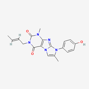 molecular formula C19H19N5O3 B2370876 (E)-3-(but-2-en-1-yl)-8-(4-hydroxyphenyl)-1,7-dimethyl-1H-imidazo[2,1-f]purine-2,4(3H,8H)-dione CAS No. 929847-32-5