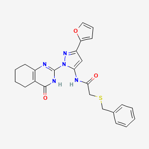 2-(benzylthio)-N-(3-(furan-2-yl)-1-(4-oxo-3,4,5,6,7,8-hexahydroquinazolin-2-yl)-1H-pyrazol-5-yl)acetamide