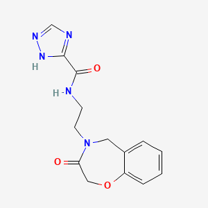 molecular formula C14H15N5O3 B2370898 N-(2-(3-氧代-2,3-二氢苯并[f][1,4]恶二嗪-4(5H)-基)乙基)-1H-1,2,4-三唑-5-甲酰胺 CAS No. 1903770-04-6
