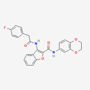 N-(2,3-dihydrobenzo[b][1,4]dioxin-6-yl)-3-(2-(4-fluorophenyl)acetamido)benzofuran-2-carboxamide