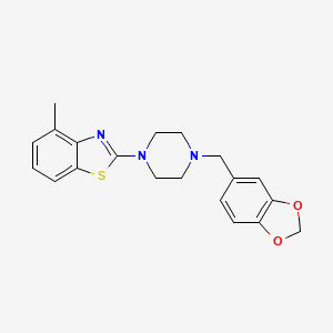 molecular formula C20H21N3O2S B2370990 2-(4-(Benzo[d][1,3]dioxol-5-ylmethyl)piperazin-1-yl)-4-methylbenzo[d]thiazole CAS No. 1251545-56-8