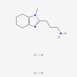 molecular formula C11H21Cl2N3 B2371018 3-(1-methyl-4,5,6,7-tetrahydro-1H-1,3-benzodiazol-2-yl)propan-1-amine dihydrochloride CAS No. 2307553-16-6
