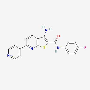 molecular formula C19H13FN4OS B2371022 3-amino-N-(4-fluorophenyl)-6-(pyridin-4-yl)thieno[2,3-b]pyridine-2-carboxamide CAS No. 496801-80-0