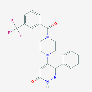 molecular formula C22H19F3N4O2 B2371030 6-phenyl-5-{4-[3-(trifluoromethyl)benzoyl]piperazino}-3(2H)-pyridazinone CAS No. 477863-62-0