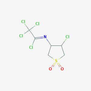molecular formula C6H6Cl5NO2S B2371038 2,2,2-trichloro-N-(4-chloro-1,1-dioxothiolan-3-yl)ethanimidoyl chloride CAS No. 301157-86-8