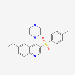 molecular formula C23H27N3O2S B2371046 6-Ethyl-3-(4-methylphenyl)sulfonyl-4-(4-methylpiperazin-1-yl)quinoline CAS No. 866895-33-2