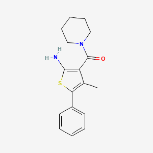 molecular formula C17H20N2OS B2371054 4-Methyl-5-phenyl-3-(piperidine-1-carbonyl)thiophen-2-amine CAS No. 782462-76-4
