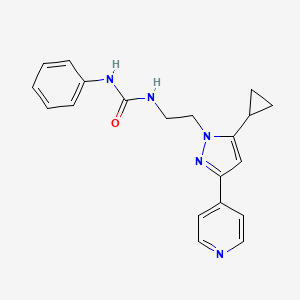 molecular formula C20H21N5O B2371058 1-(2-(5-环丙基-3-(吡啶-4-基)-1H-吡唑-1-基)乙基)-3-苯基脲 CAS No. 1797294-32-6