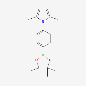 molecular formula C18H24BNO2 B2371060 4,4,5,5-四甲基-2-(4-(2,5-二甲基吡咯-1-基)苯基)-1,3,2-二氧杂硼环己烷 CAS No. 1421275-66-2