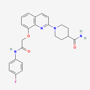 molecular formula C23H23FN4O3 B2371066 1-(8-(2-((4-Fluorophenyl)amino)-2-oxoethoxy)quinolin-2-yl)piperidine-4-carboxamide CAS No. 921553-55-1