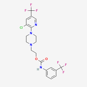 molecular formula C20H19ClF6N4O2 B2371068 2-{4-[3-chloro-5-(trifluoromethyl)-2-pyridinyl]piperazino}ethyl N-[3-(trifluoromethyl)phenyl]carbamate CAS No. 338748-57-5