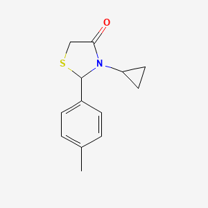 molecular formula C13H15NOS B2371071 3-环丙基-2-(4-甲苯基)-1,3-噻唑烷-4-酮 CAS No. 871478-75-0