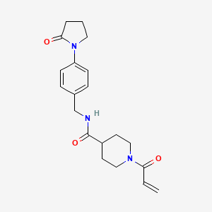 molecular formula C20H25N3O3 B2371077 N-[[4-(2-Oxopyrrolidin-1-yl)phenyl]methyl]-1-prop-2-enoylpiperidine-4-carboxamide CAS No. 2361741-63-9