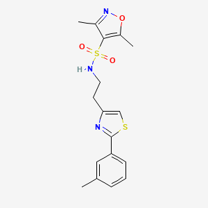 molecular formula C17H19N3O3S2 B2371082 3,5-dimethyl-N-(2-(2-(m-tolyl)thiazol-4-yl)ethyl)isoxazole-4-sulfonamide CAS No. 896607-51-5