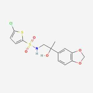 molecular formula C14H14ClNO5S2 B2371103 N-(2-(苯并[d][1,3]二氧杂环-5-基)-2-羟基丙基)-5-氯噻吩-2-磺酰胺 CAS No. 1396786-53-0