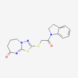molecular formula C16H16N4O2S2 B2371105 2-((2-(吲哚林-1-基)-2-氧代乙基)硫代)-6,7-二氢-[1,3,4]噻二唑并[3,2-a][1,3]二氮杂茚-8(5H)-酮 CAS No. 450346-80-2