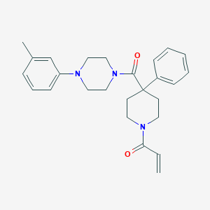 B2371114 1-[4-[4-(3-Methylphenyl)piperazine-1-carbonyl]-4-phenylpiperidin-1-yl]prop-2-en-1-one CAS No. 2361763-70-2