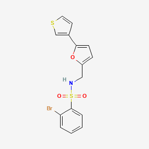 molecular formula C15H12BrNO3S2 B2371127 2-溴-N-((5-(噻吩-3-基)呋喃-2-基)甲基)苯磺酰胺 CAS No. 2034596-10-4